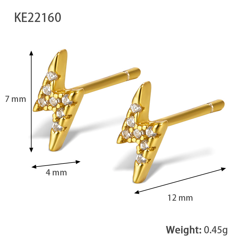 1 Pair Elegant Basic Lightning Plating Inlay Sterling Silver Zircon 18k Gold Plated Ear Studs