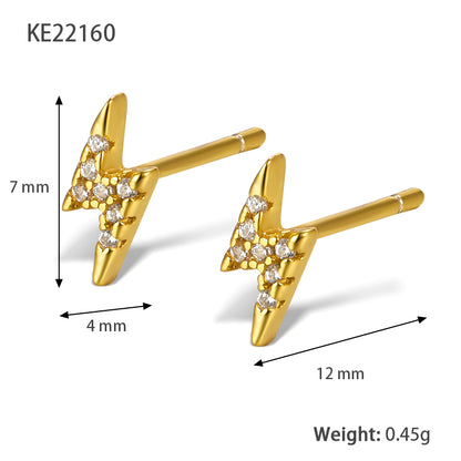 1 Pair Elegant Basic Lightning Plating Inlay Sterling Silver Zircon 18k Gold Plated Ear Studs