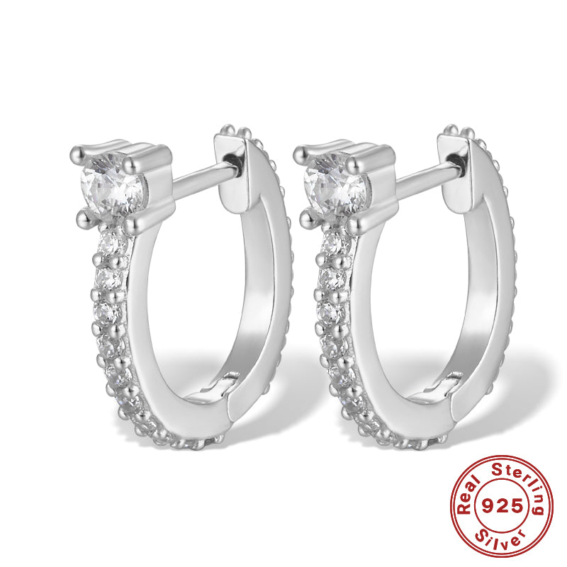 1 Pair Simple Style U Shape Plating Inlay Sterling Silver Zircon 18k Gold Plated White Gold Plated Earrings