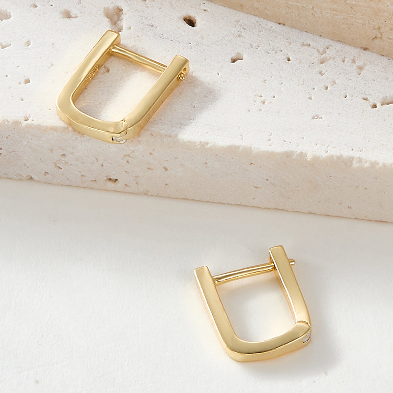 1 Pair Basic Simple Style Commute Square Plating Sterling Silver 18k Gold Plated White Gold Plated Earrings