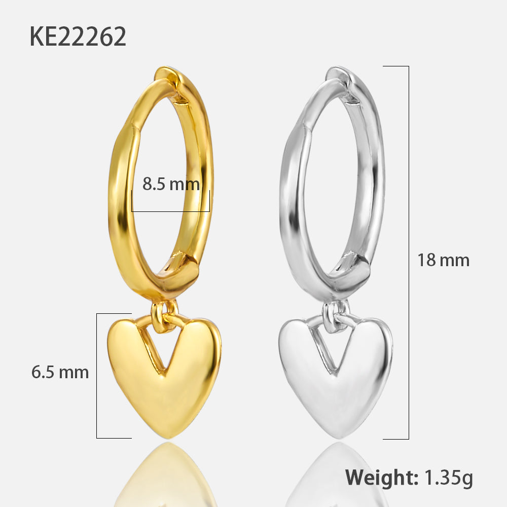 1 Pair Casual Lady Heart Shape Plating Inlay Sterling Silver Zircon 18k Gold Plated White Gold Plated Drop Earrings