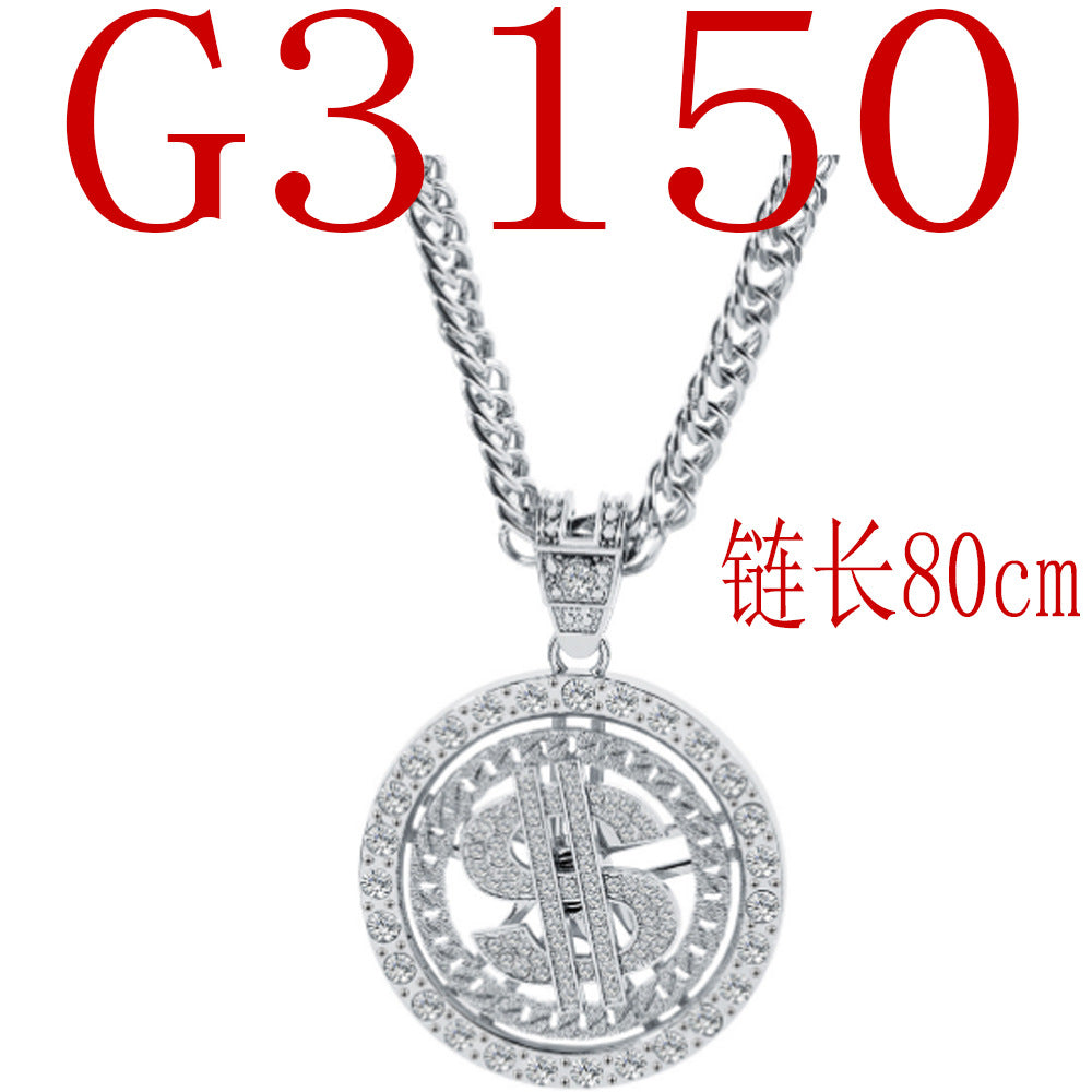 Simple Style Dollars Alloy Plating Hollow Out Inlay Rhinestones Unisex Pendant Necklace 1 Piece