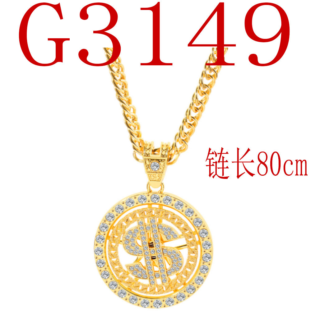 Simple Style Dollars Alloy Plating Hollow Out Inlay Rhinestones Unisex Pendant Necklace 1 Piece