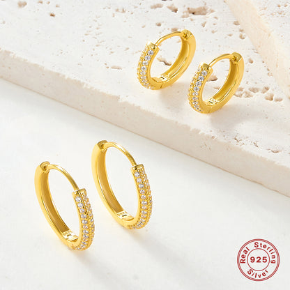 1 Pair Ig Style Simple Style Circle Plating Inlay Sterling Silver Zircon 18k Gold Plated White Gold Plated Earrings