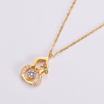 Elegant Lady Letter Star Heart Shape Stainless Steel Plating Inlay Zircon 18k Gold Plated Rose Gold Plated Pendant Necklace