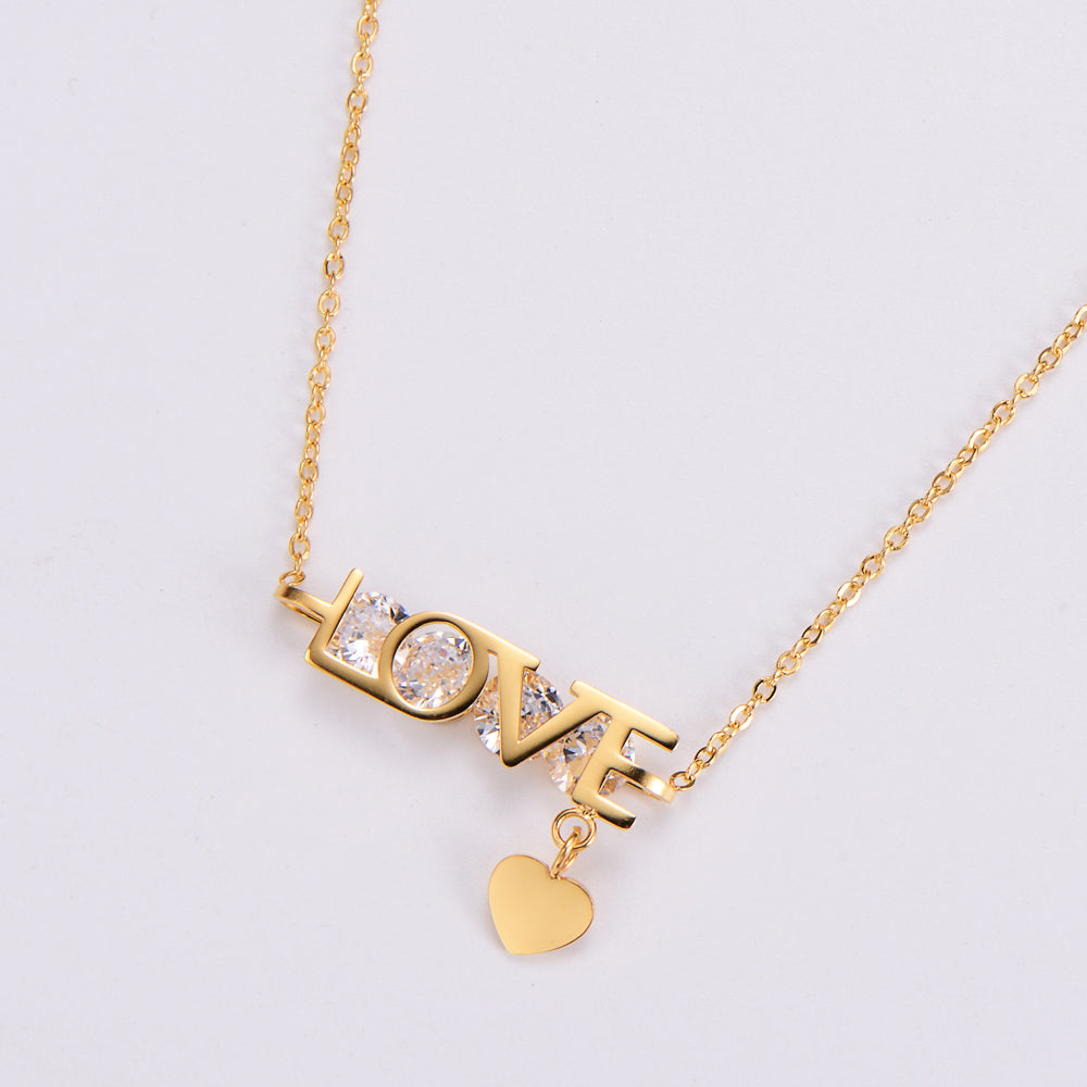 Elegant Lady Letter Star Heart Shape Stainless Steel Plating Inlay Zircon 18k Gold Plated Rose Gold Plated Pendant Necklace