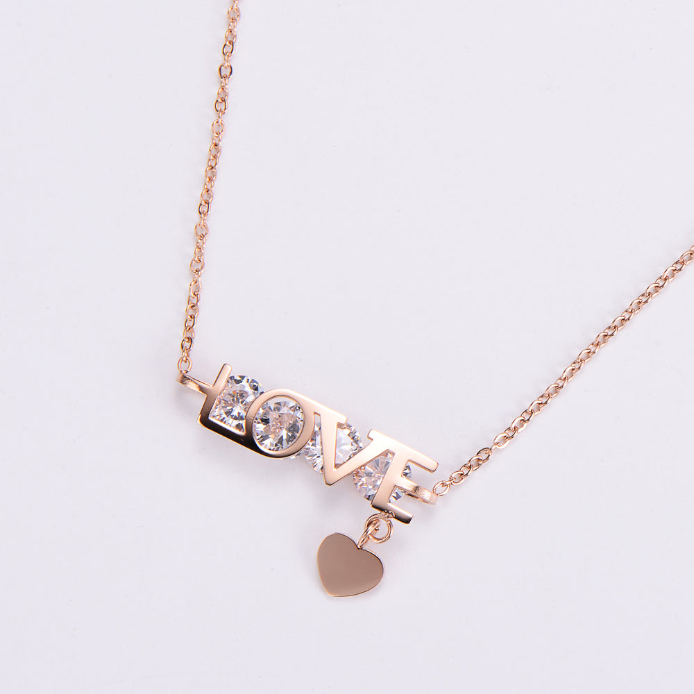 Elegant Lady Letter Star Heart Shape Stainless Steel Plating Inlay Zircon 18k Gold Plated Rose Gold Plated Pendant Necklace