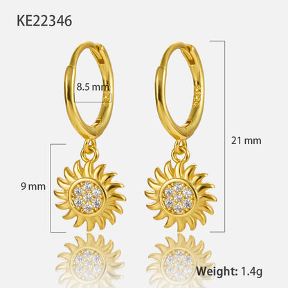 1 Pair Elegant Vintage Style Flower Plating Inlay Sterling Silver Zircon 18K Gold Plated White Gold Plated Drop Earrings