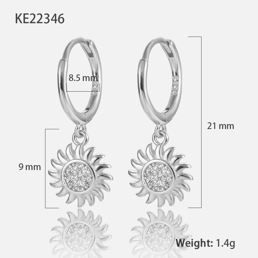 1 Pair Elegant Vintage Style Flower Plating Inlay Sterling Silver Zircon 18K Gold Plated White Gold Plated Drop Earrings