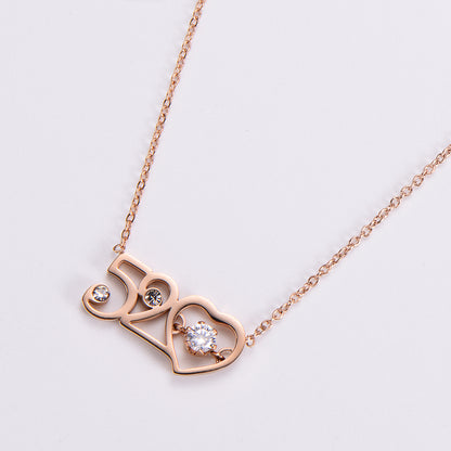 Elegant Lady Letter Star Heart Shape Stainless Steel Plating Inlay Zircon 18k Gold Plated Rose Gold Plated Pendant Necklace