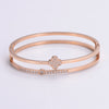 Classic Style Heart Shape Stainless Steel Plating Inlay Rhinestones 18k Gold Plated Rose Gold Plated Bangle