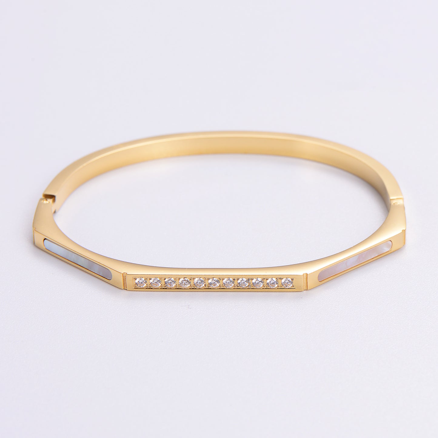 Classic Style Heart Shape Stainless Steel Plating Inlay Rhinestones 18k Gold Plated Rose Gold Plated Bangle