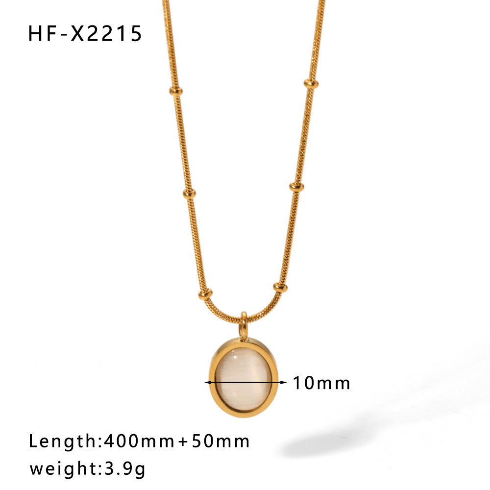 Simple Style Round Heart Shape Stainless Steel Titanium Steel Inlay Rhinestones Pendant Necklace