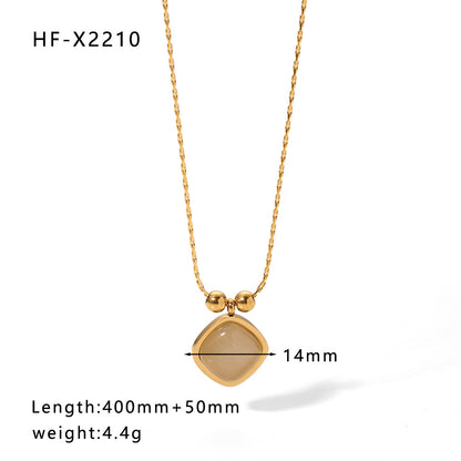 Simple Style Round Heart Shape Stainless Steel Titanium Steel Inlay Rhinestones Pendant Necklace