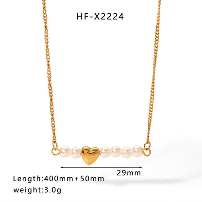 Simple Style Round Heart Shape Stainless Steel Titanium Steel Inlay Rhinestones Pendant Necklace