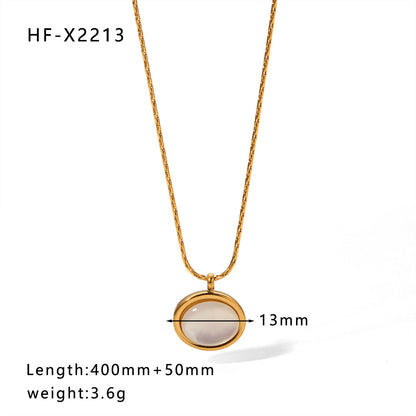 Simple Style Round Heart Shape Stainless Steel Titanium Steel Inlay Rhinestones Pendant Necklace