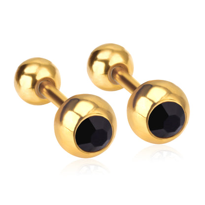 1 Pair Simple Style Solid Color Plating Inlay Stainless Steel Artificial Diamond Ear Studs