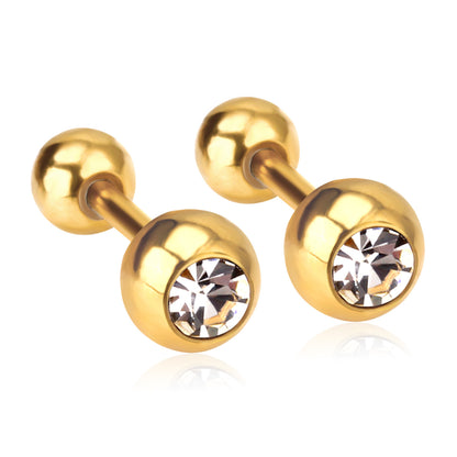 1 Pair Simple Style Solid Color Plating Inlay Stainless Steel Artificial Diamond Ear Studs