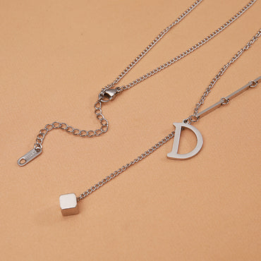 Modern Style Letter Titanium Steel Plating Pendant Necklace