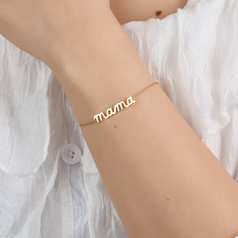 Sterling Silver Mama Simple Style Letter Plating Bracelets