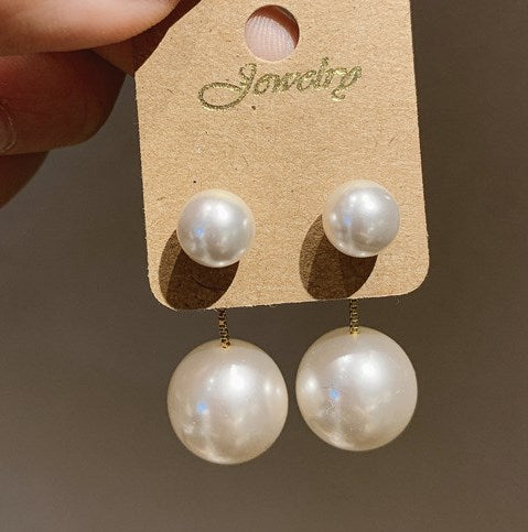 1 Pair Elegant Basic Lady Geometric Imitation Pearl Sterling Silver Drop Earrings