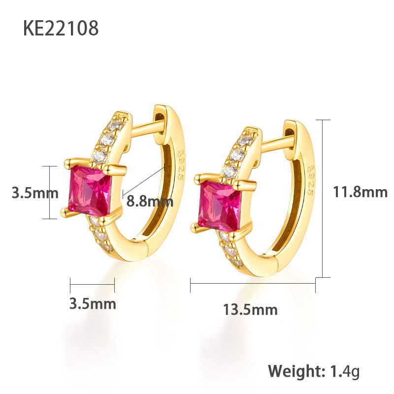 1 Pair Elegant Luxurious Square Plating Inlay Sterling Silver Zircon 18k Gold Plated White Gold Plated Hoop Earrings