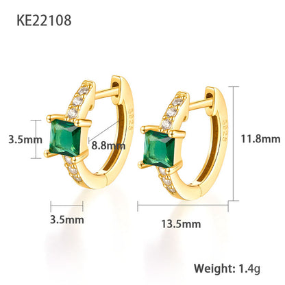 1 Pair Elegant Luxurious Square Plating Inlay Sterling Silver Zircon 18k Gold Plated White Gold Plated Hoop Earrings