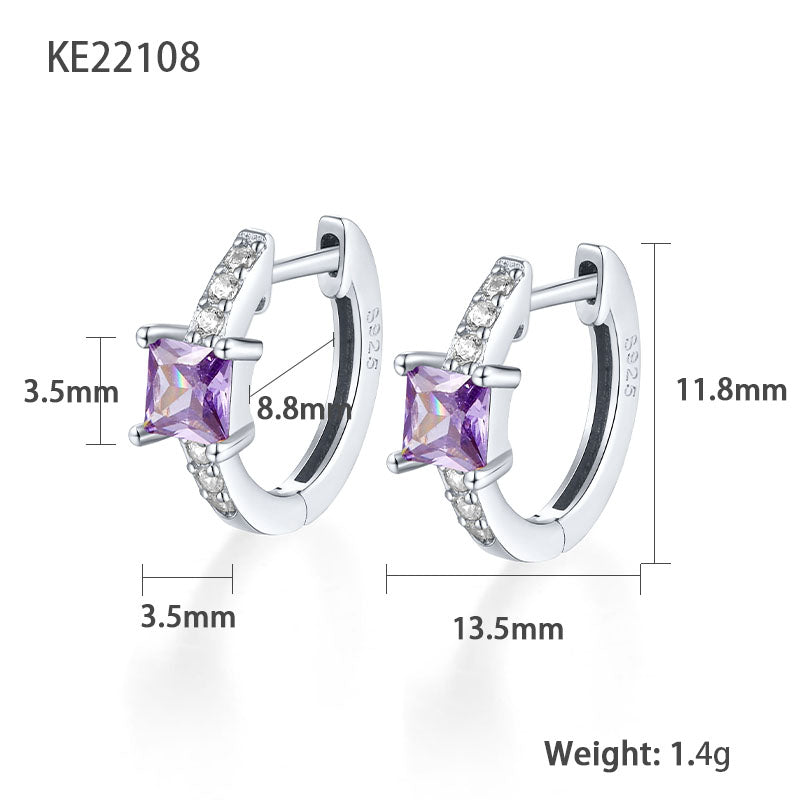 1 Pair Elegant Luxurious Square Plating Inlay Sterling Silver Zircon 18k Gold Plated White Gold Plated Hoop Earrings