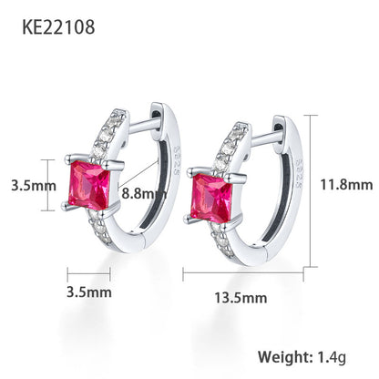 1 Pair Elegant Luxurious Square Plating Inlay Sterling Silver Zircon 18k Gold Plated White Gold Plated Hoop Earrings