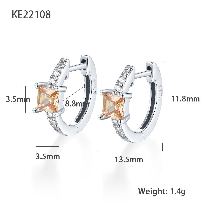 1 Pair Elegant Luxurious Square Plating Inlay Sterling Silver Zircon 18k Gold Plated White Gold Plated Hoop Earrings