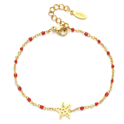 Casual Simple Style Starfish Stainless Steel Enamel Plating Hollow Out Bracelets