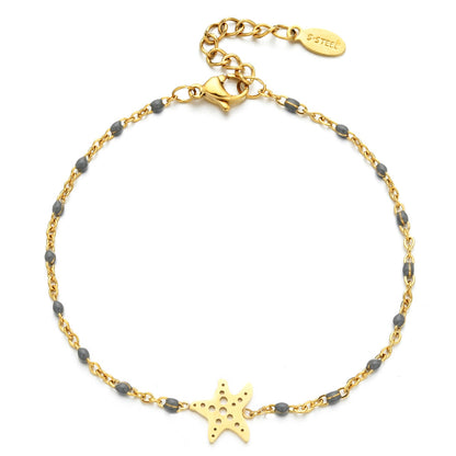 Casual Simple Style Starfish Stainless Steel Enamel Plating Hollow Out Bracelets