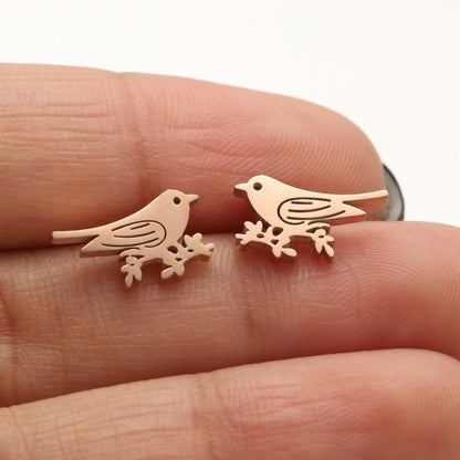 1 Pair Simple Style Bird Plating Stainless Steel Ear Studs