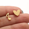 1 Pair Ig Style Simple Style Ice Cream Heart Shape Notes Asymmetrical Plating Stainless Steel Ear Studs