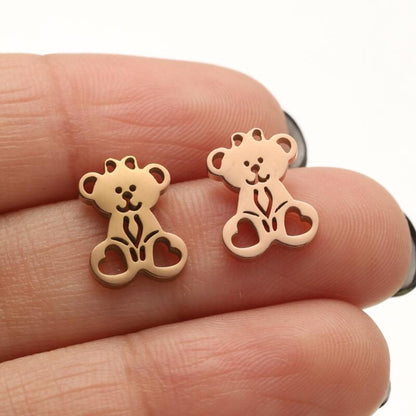 1 Pair Casual Cute Animal Plating Hollow Out Stainless Steel Ear Studs