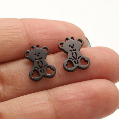 1 Pair Casual Cute Animal Plating Hollow Out Stainless Steel Ear Studs