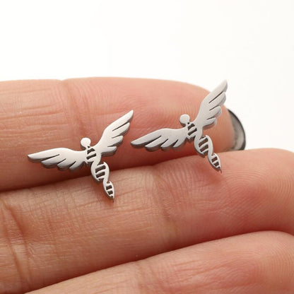 1 Pair Retro Lady Wings Plating Stainless Steel Ear Studs