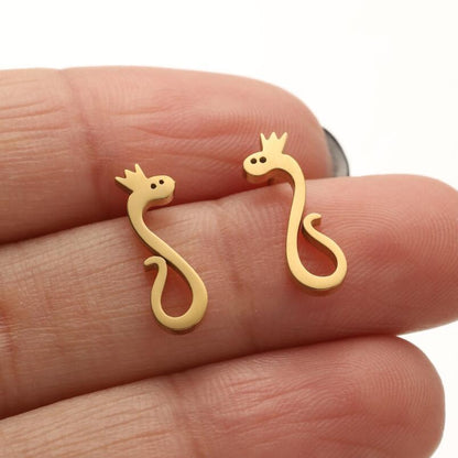 1 Pair Casual Cute Animal Plating Hollow Out Stainless Steel Ear Studs