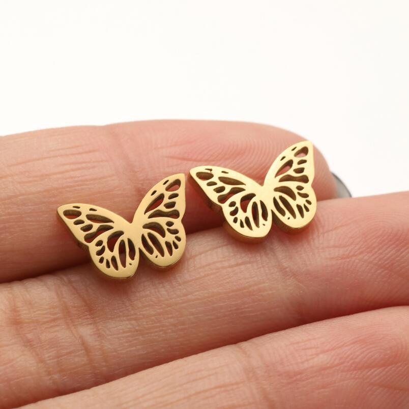 1 Pair Casual Simple Style Butterfly Umbrella Snowflake Asymmetrical Plating Hollow Out Stainless Steel Ear Studs