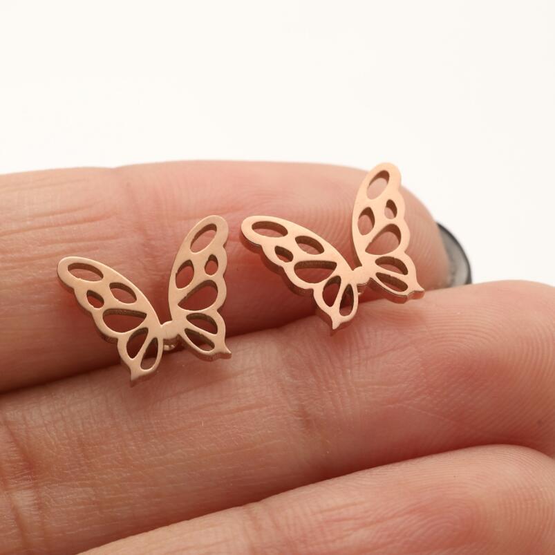 1 Pair Casual Simple Style Butterfly Umbrella Snowflake Asymmetrical Plating Hollow Out Stainless Steel Ear Studs