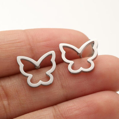 1 Pair Simple Style Butterfly Plating Hollow Out Stainless Steel Ear Studs