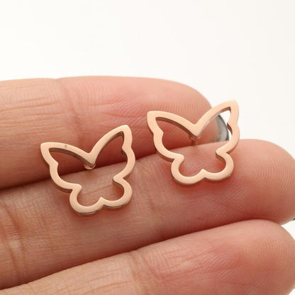 1 Pair Casual Simple Style Butterfly Umbrella Snowflake Asymmetrical Plating Hollow Out Stainless Steel Ear Studs