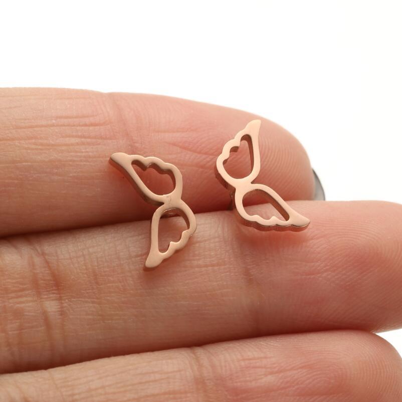 1 Pair Casual Simple Style Butterfly Umbrella Snowflake Asymmetrical Plating Hollow Out Stainless Steel Ear Studs