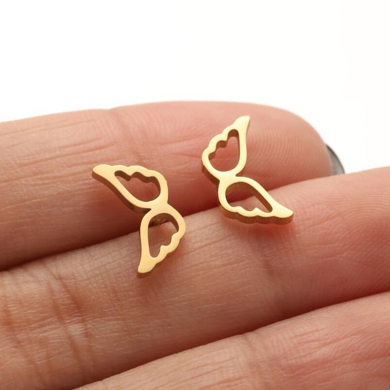 1 Pair Casual Simple Style Butterfly Umbrella Snowflake Asymmetrical Plating Hollow Out Stainless Steel Ear Studs