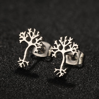 1 Pair Modern Style Simple Style Tree Plating Stainless Steel 18k Gold Plated Ear Studs