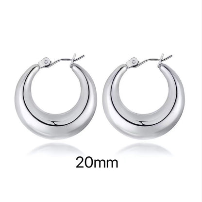 1 Pair Original Design Solid Color Spiral Stripe Plating Titanium Steel Hoop Earrings