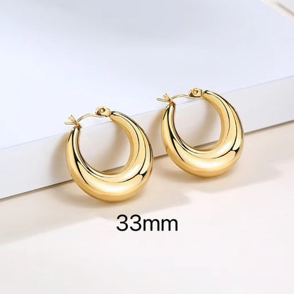 1 Pair Original Design Solid Color Spiral Stripe Plating Titanium Steel Hoop Earrings