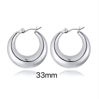 1 Pair Original Design Solid Color Spiral Stripe Plating Titanium Steel Hoop Earrings