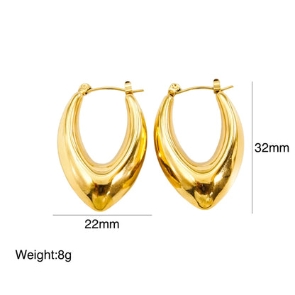 1 Pair Modern Style C Shape Plating Stainless Steel 18k Gold Plated Earrings