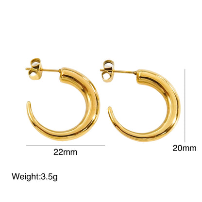 1 Pair Modern Style C Shape Plating Stainless Steel 18k Gold Plated Earrings